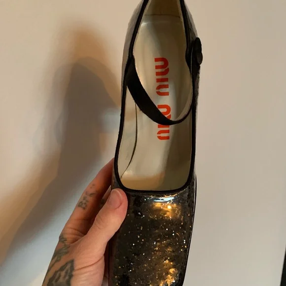 Miu Miu Black Sequin Women's Shoes - Picture 6 of 8